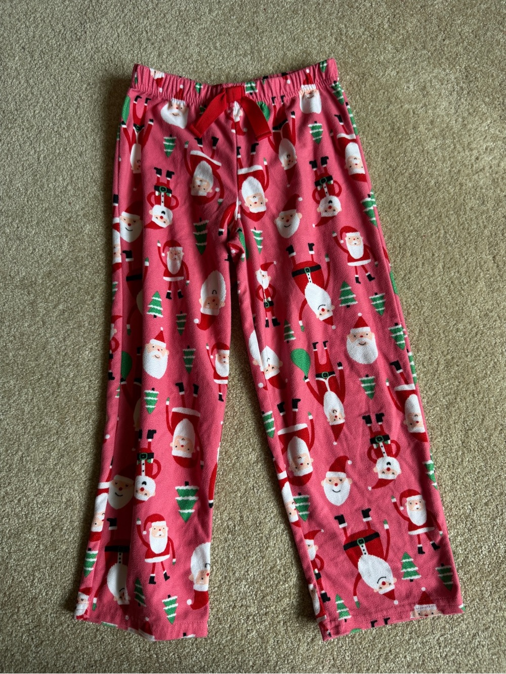 Kids Red Santa Print Holiday Pajama Pants